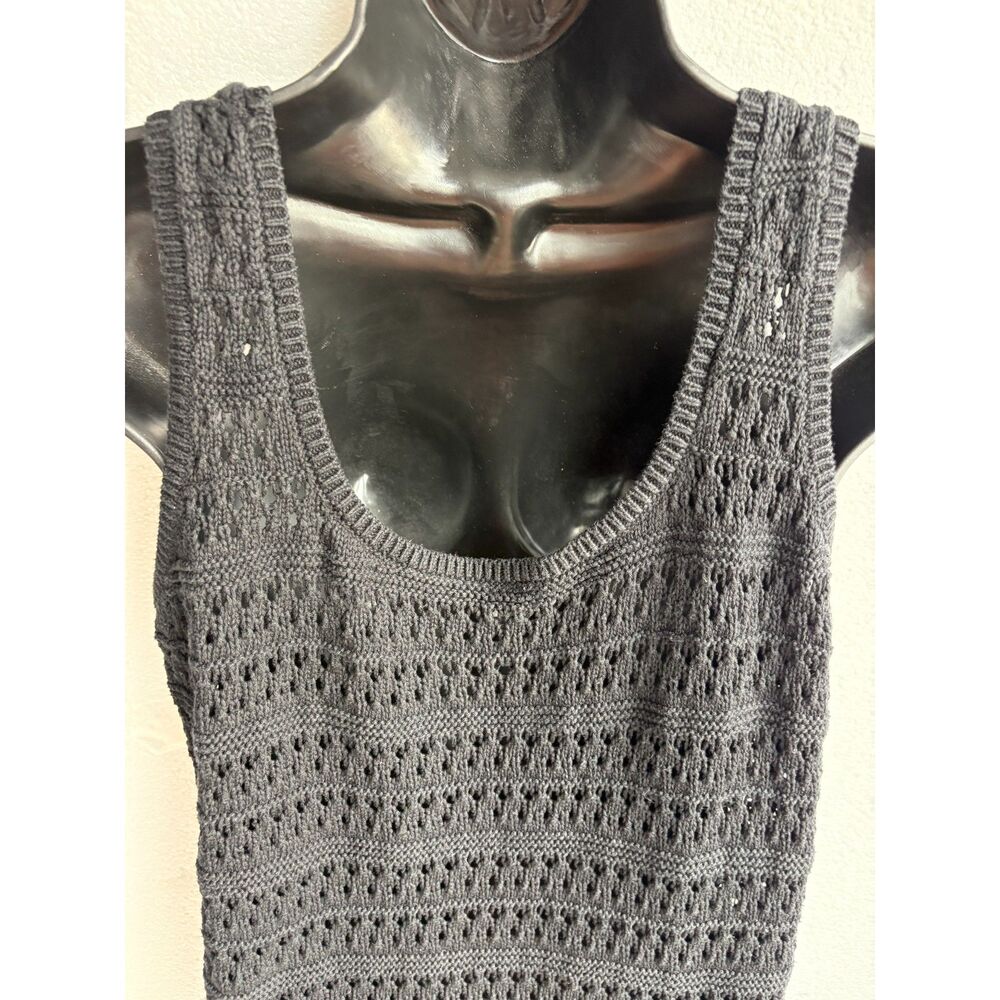 Old Navy Cotton Fitted Sleeveless Crochet Swim Cover Up Midi Dress Black Size M - Picture 7 of 12